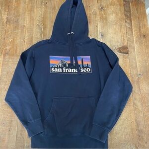 Navy San Francisco Graphic Hoodie Sweatshirt Medium